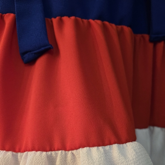 Very cute red, white, and blue flowy summer blouse. Worn once for 2 hours. - Picture 4 of 6